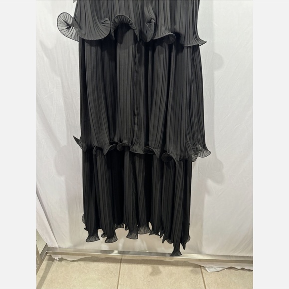 NWT $398 IEENA Mac Duggal [ 4 ] Rosette Ruffle Layered Rosette Dress Gown Black‎ - Picture 13 of 14